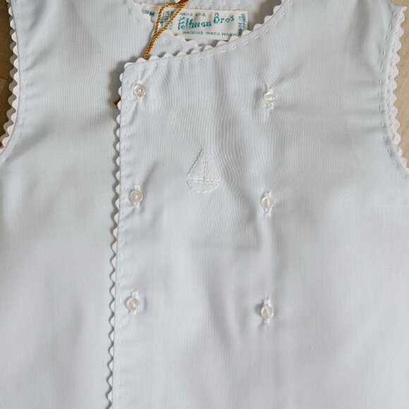 Boy's Blue Heirloom Diaper Set SailBoat Feltman Brothers Ric-Rac Trim NWT - Picture 4 of 4